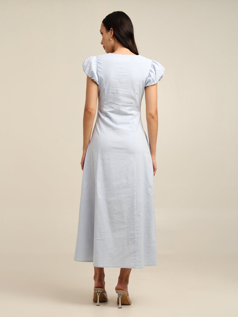 7OUNCE Blue Striped Maxi Dress for Women - Image 5